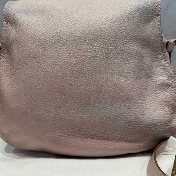 Chloe Marcie Medium Taupe Leather Crossbody Saddle Bag - Picture 8 of 12